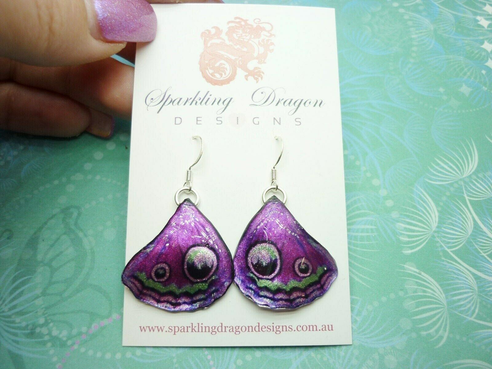 Butterfly Wing Purple Earrings - Fairy Jewellery - Image 2