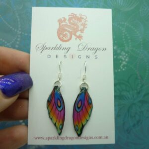 Butterfly Wing Earrings Rainbow - Fairy Jewellery, Fun Gift for her Statement
