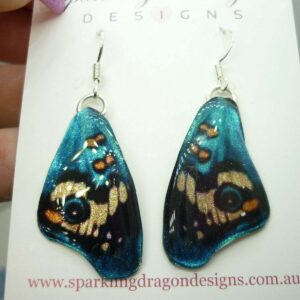 Butterfly Wing Medium Earrings Blue & Yellow - Fairy Jewellery Teacher Gift