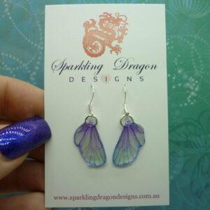 Butterfly Wing Earrings Pale Yellow & Purple - Fairy Jewellery Whimsical Present