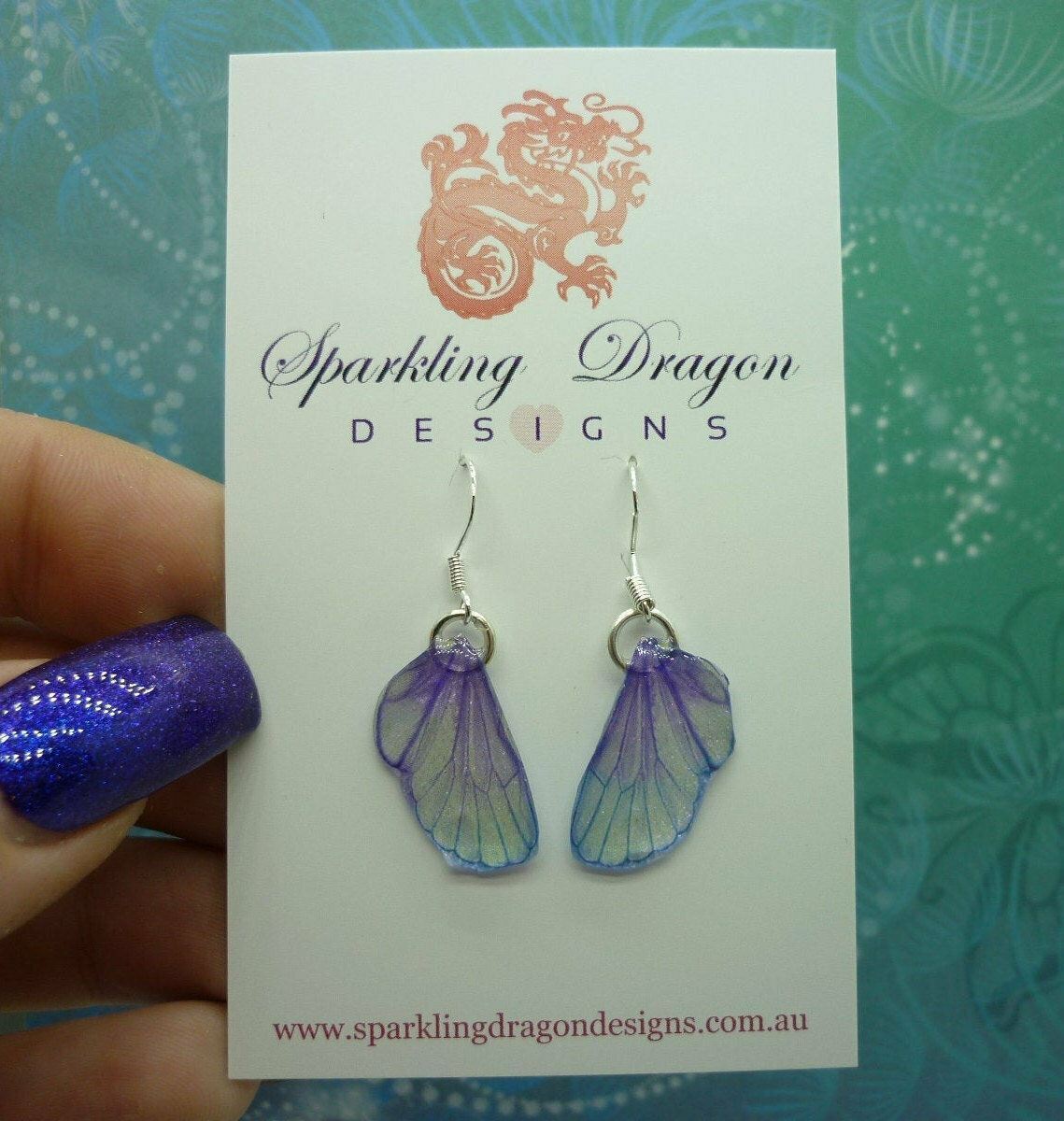 Butterfly Wing Earrings Pale Yellow & Purple - Fairy Jewellery Whimsical Present