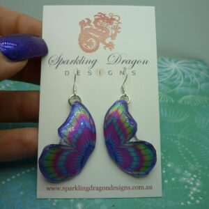 Butterfly Double Wing Earrings Purple & Pink - Fairy Jewellery, Fun Gift for