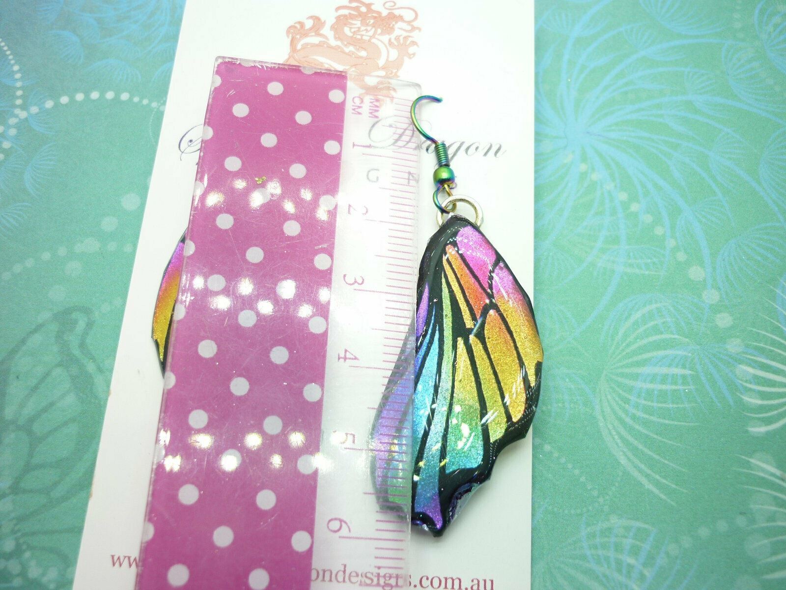 Festive Rainbow Butterfly Wing Earrings - Fairy Jewellery Cosplay Faerie - Image 4