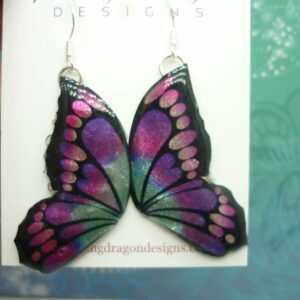 Unique Gift Butterfly Double Wing Earrings Purple Pink - Fairy Faerie Jewellery