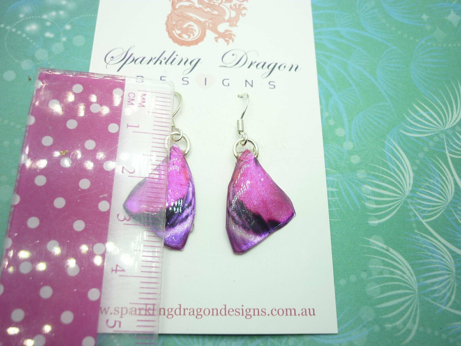 Butterfly Wing Earrings Small Pink - Fairy Jewellery - Image 4