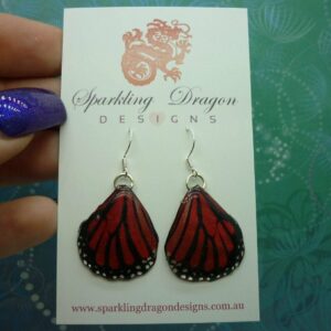 Butterfly Wing Earrings Rustic Red - Fairy Jewellery, Fun Gift for her