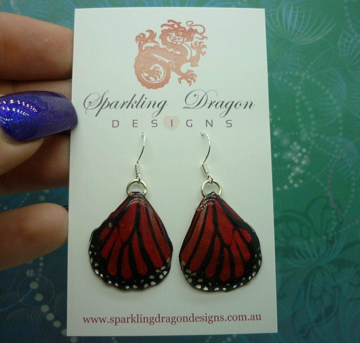 Butterfly Wing Earrings Rustic Red - Fairy Jewellery, Fun Gift for her