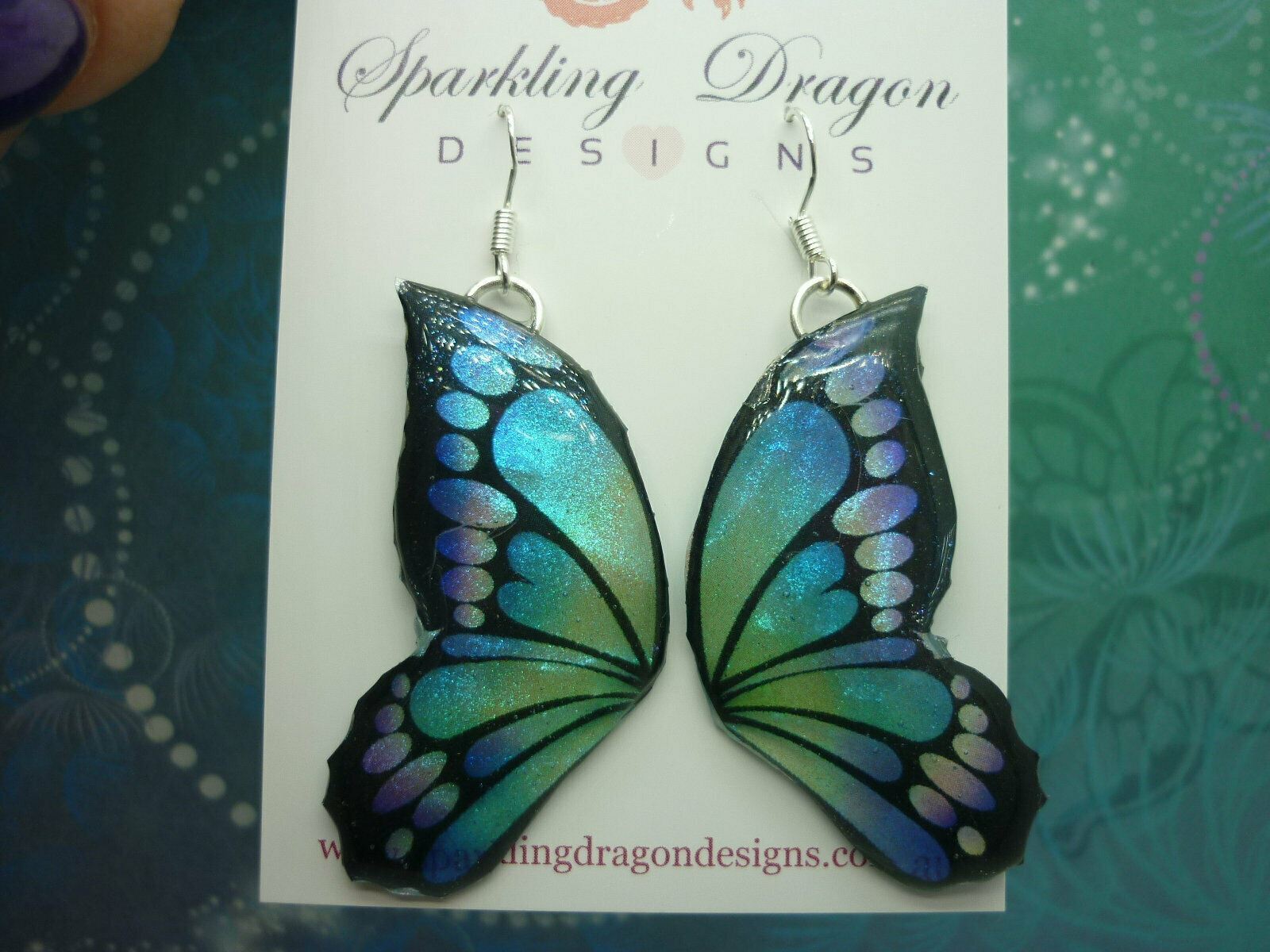 Butterfly Double Wing Earrings Purple & Blue - Fairy Jewellery, Fun Gift for