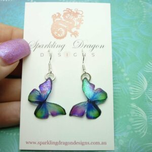 Little Butterfly Earrings Green, Blue, Purple - Fairy Jewellery, Fun Gift for