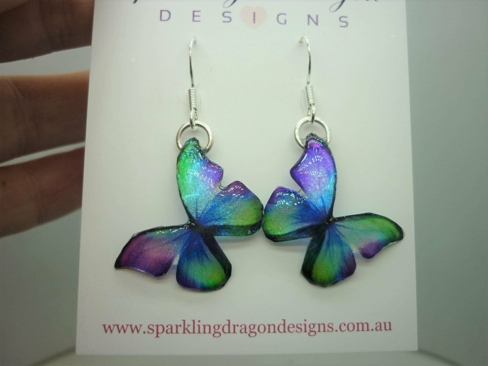 Little Butterfly Earrings Green, Blue, Purple - Fairy Jewellery, Fun Gift for - Image 2