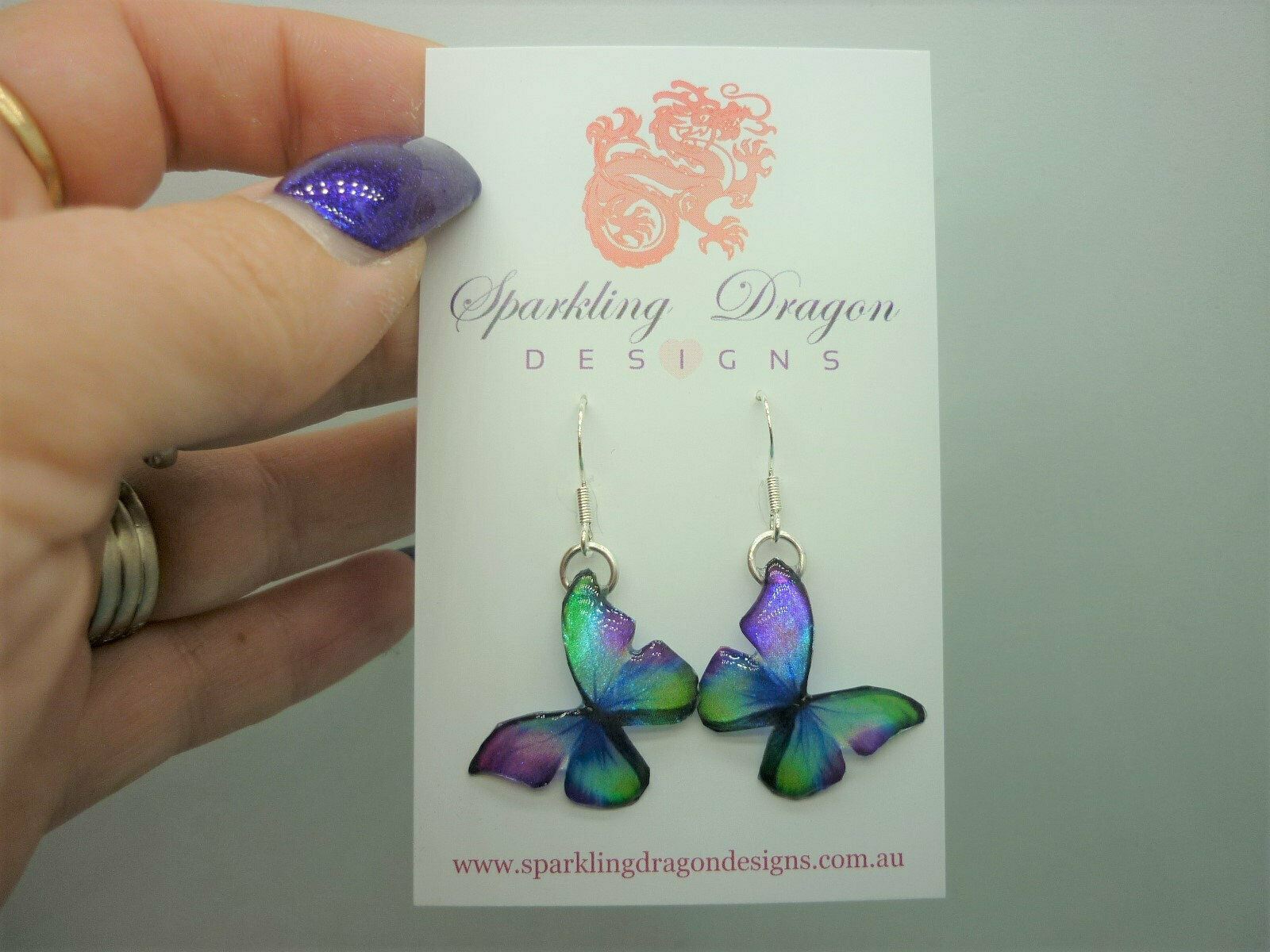 Little Butterfly Earrings Green, Blue, Purple - Fairy Jewellery, Fun Gift for - Image 4