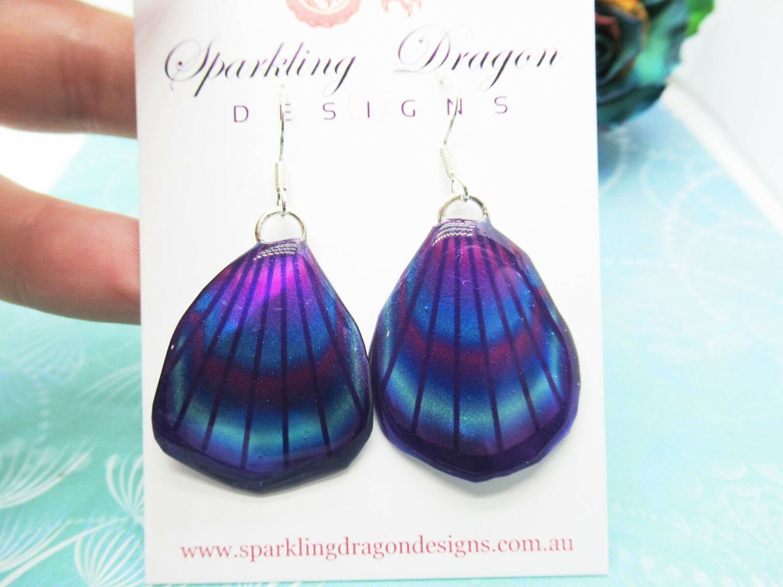 Butterfly Wing Earrings Purple & Rainbow- Fairy Jewellery, Fun Gift for her - Image 2