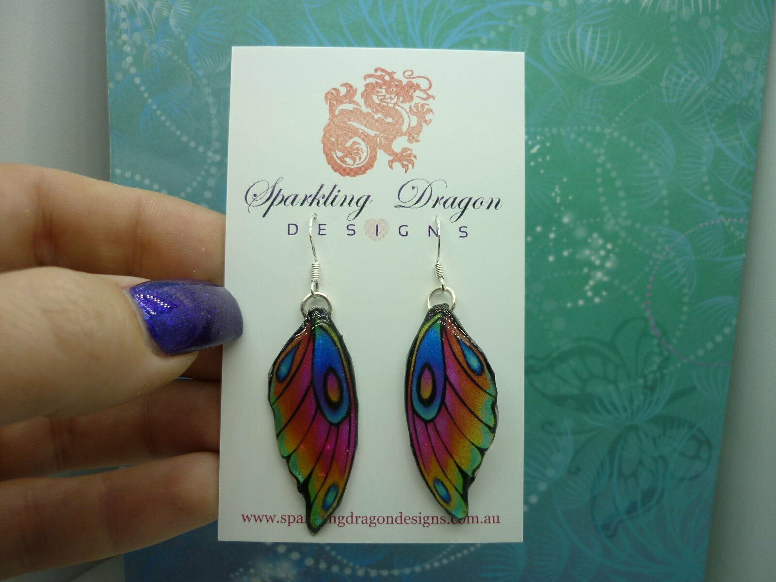 Butterfly Wing Earrings Rainbow - Fairy Jewellery, Fun Gift for her Statement - Image 4