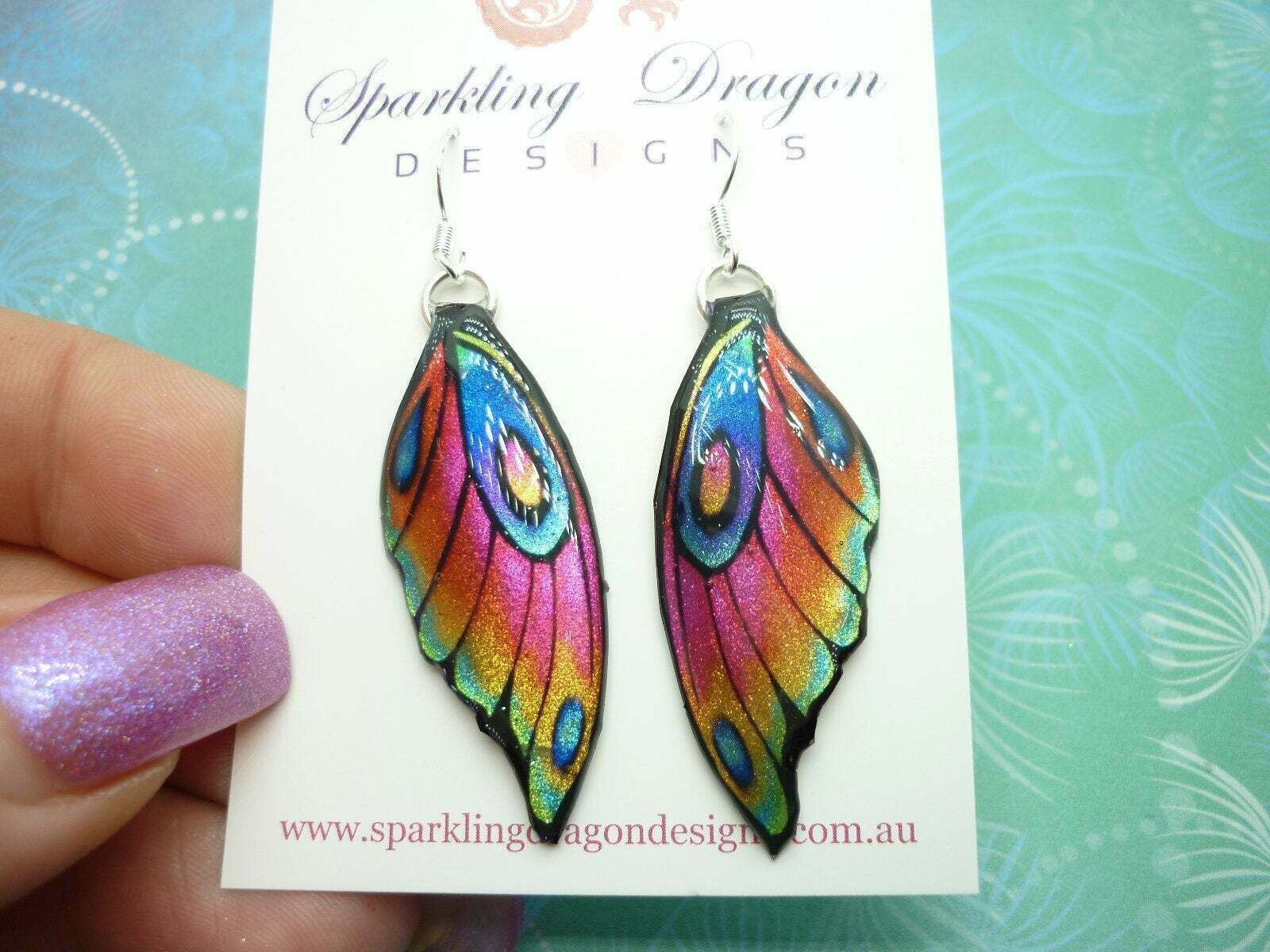 Butterfly Wing Earrings Rainbow - Fairy Jewellery, Fun Gift for her Statement - Image 10
