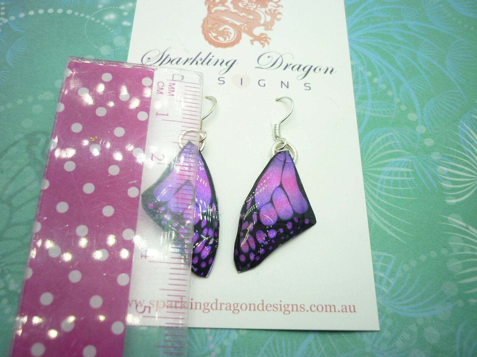 Butterfly Wing Earrings Pink & Purple - Fairy Jewellery Shimmery Colourful - Image 4