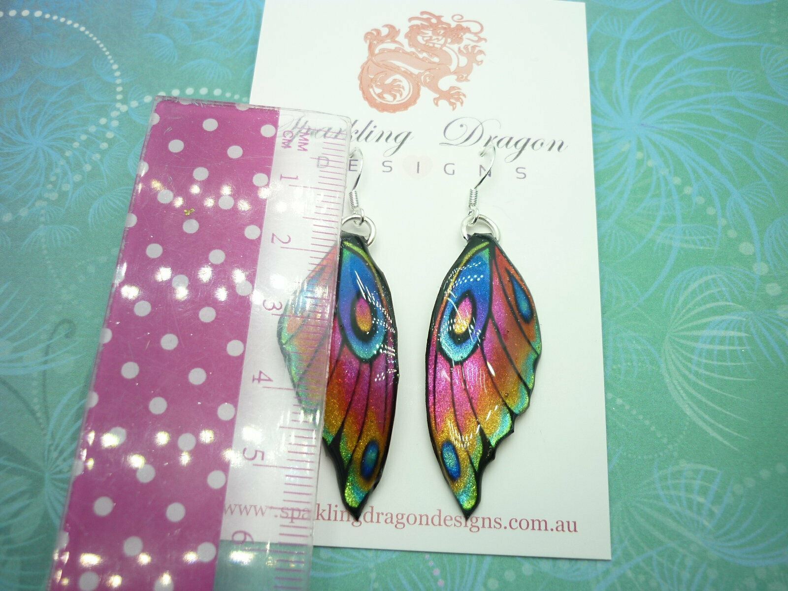 Rainbow Glittery Butterfly Fairy Wing Earrings: Medium-sized. Enchanting Gift - Image 5