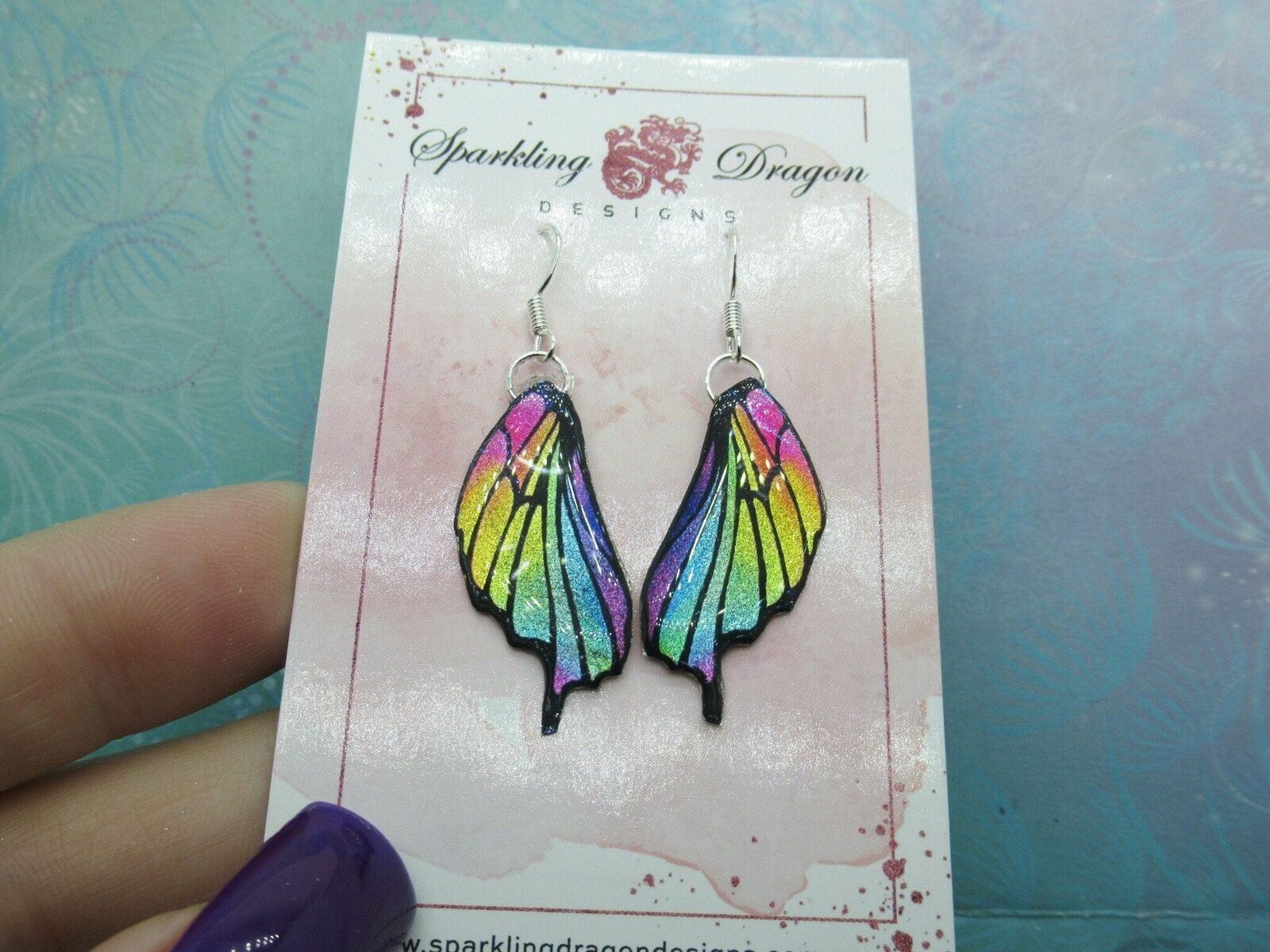 Butterfly Wing Rainbow Earrings with Point - Fairy Jewellery Cosplay Fantasy