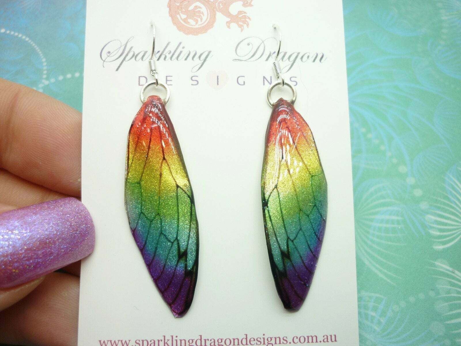 Butterfly Wing Rainbow Earrings - Fairy Jewellery, Whimsical Gift - Image 2
