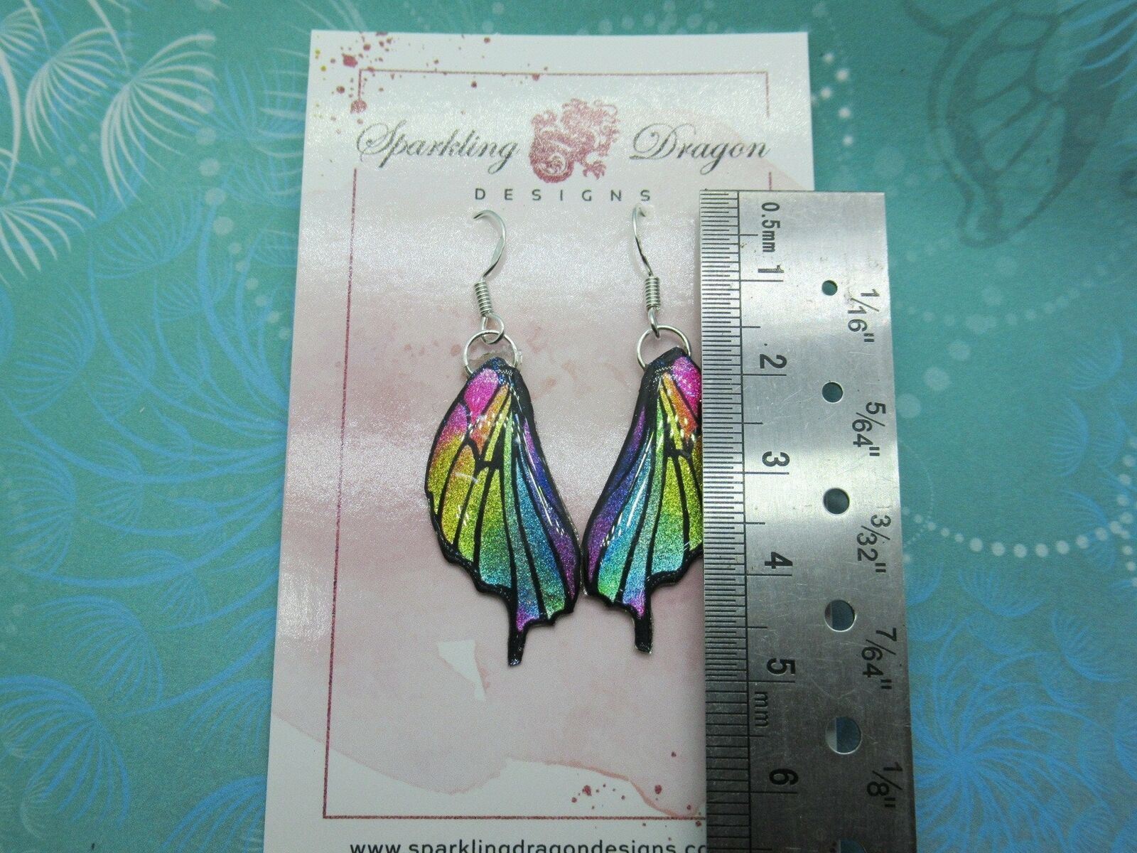 Butterfly Wing Rainbow Earrings with Point - Fairy Jewellery Cosplay Fantasy - Image 3