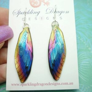 Shimmering Rainbow Fairy Jewellery Butterfly Wing Earrings Birthday Gift