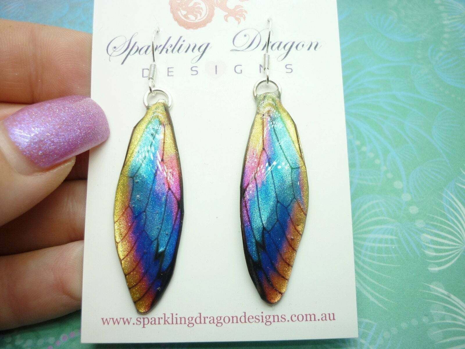 Shimmering Rainbow Fairy Jewellery Butterfly Wing Earrings Birthday Gift