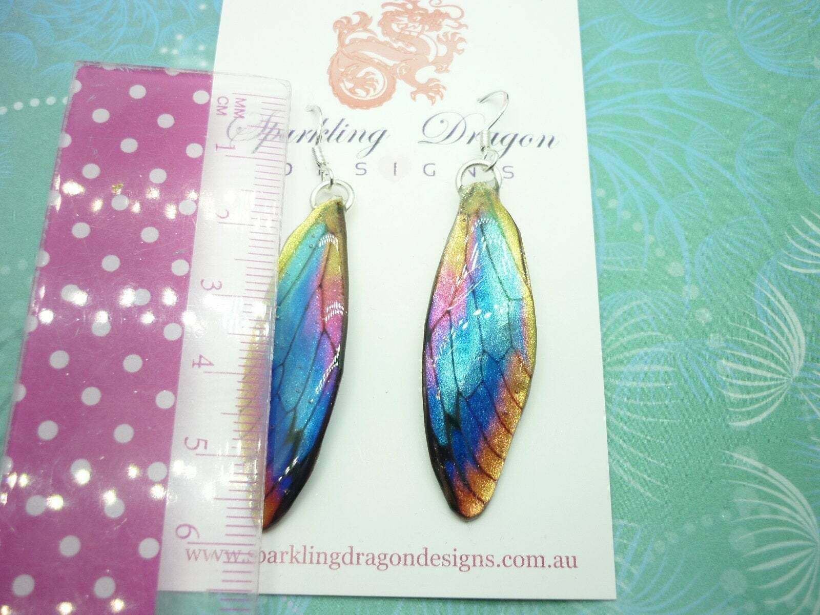 Shimmering Rainbow Fairy Jewellery Butterfly Wing Earrings Birthday Gift - Image 3