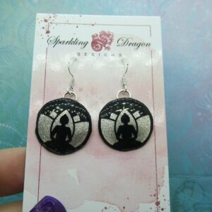 Lotus Peaceful Meditating Yoga Earrings - New Age Boho gift - Sparkling Silver