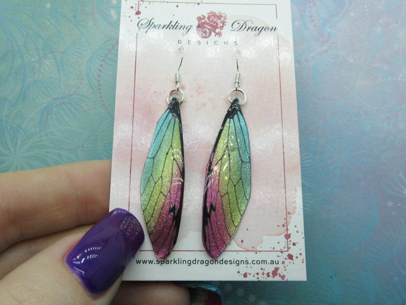 Butterfly Earrings Pale Shimmer Rainbow - Fairy Jewellery Birthday Present