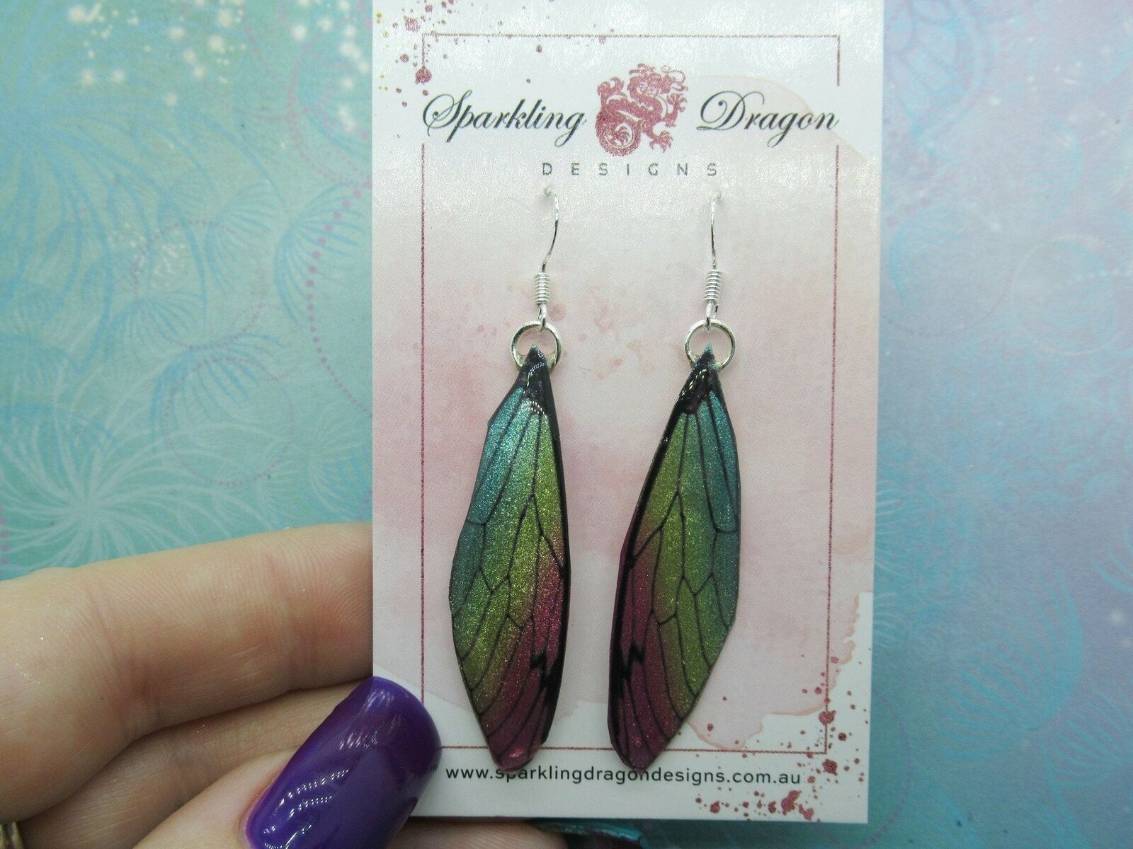 Butterfly Earrings Pale Shimmer Rainbow - Fairy Jewellery Birthday Present - Image 2