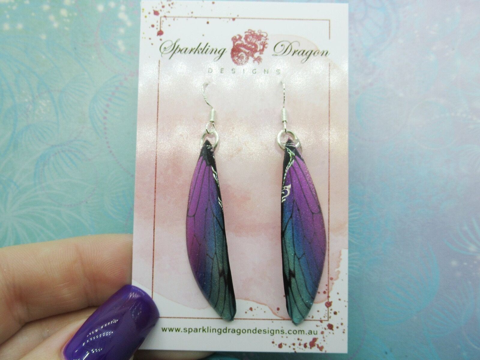 Butterfly Earrings Pale Blue to Pink - Fairy Jewellery Cosplay Enthusiasts - Image 2
