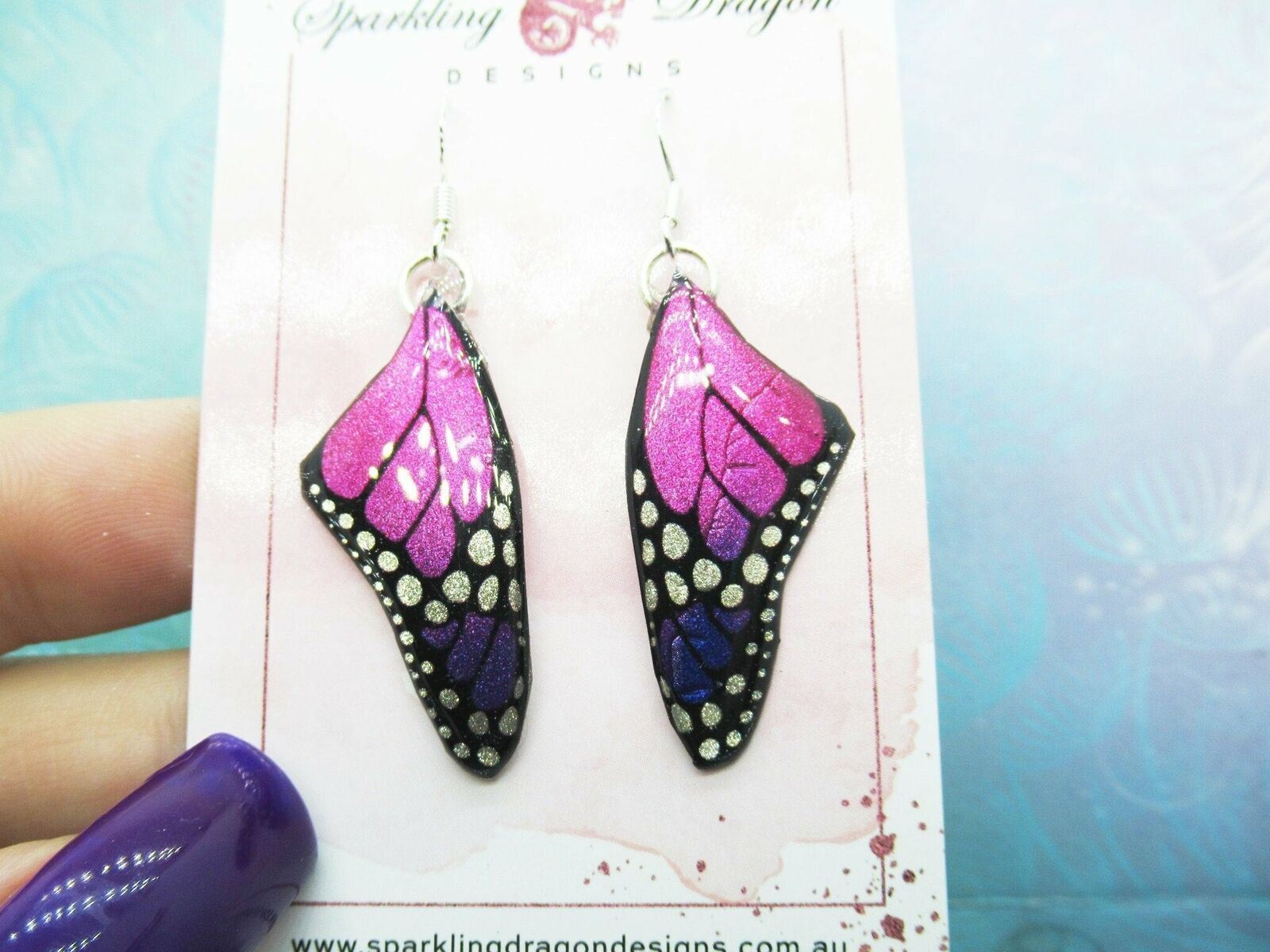 Butterfly Wings Size Earrings Pink - Fairy Jewellery Statement Elegant Accessory