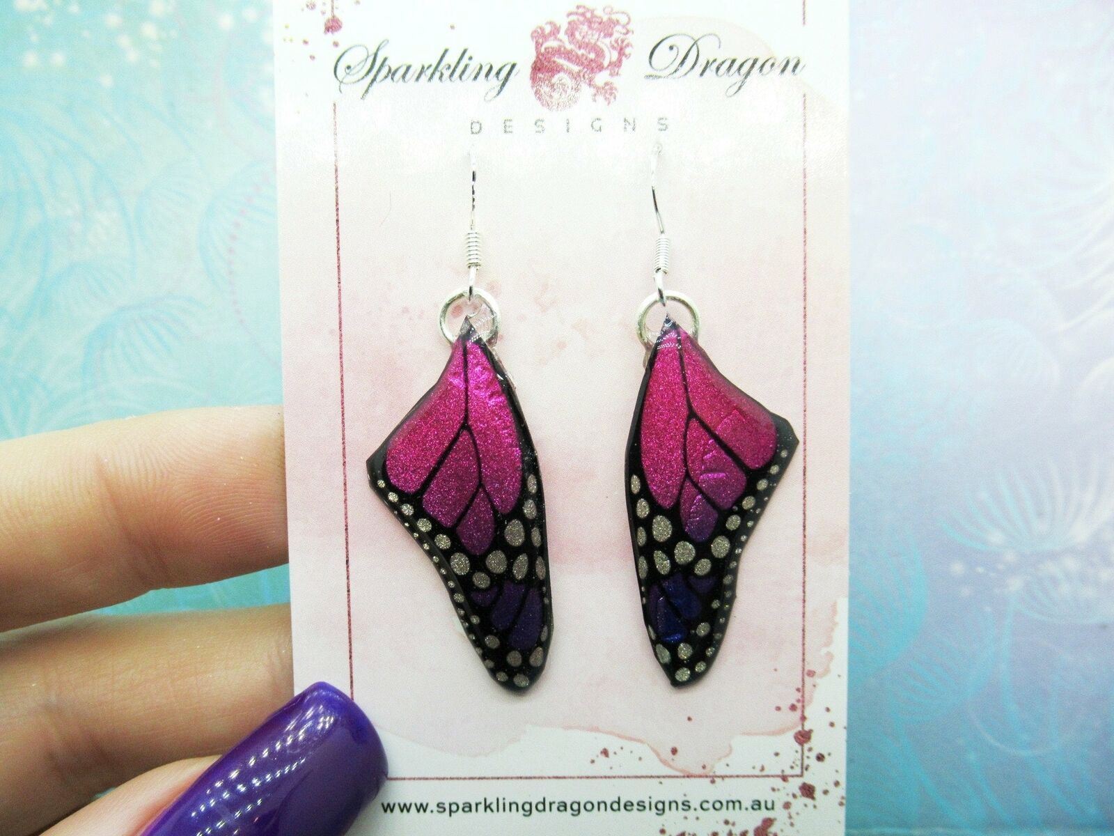 Butterfly Wings Size Earrings Pink - Fairy Jewellery Statement Elegant Accessory - Image 2