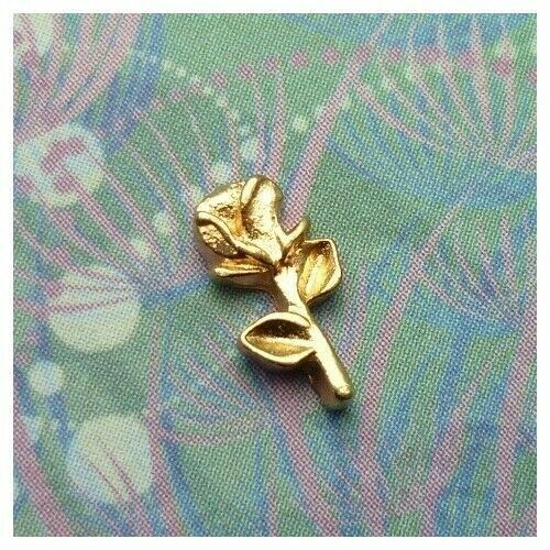 Gold Long Stem Rose Charm For Personalised Memory Lockets