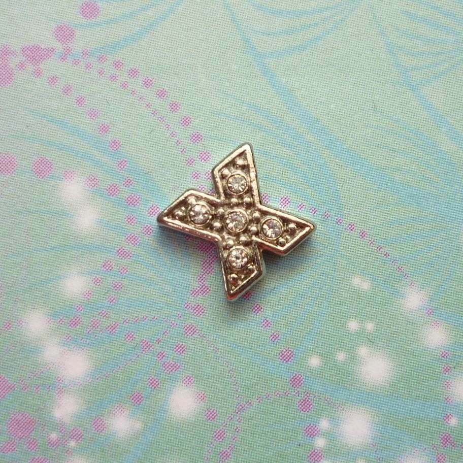 Letter X - Silver Sparkling Jewel Charm For Memory Glass Locket