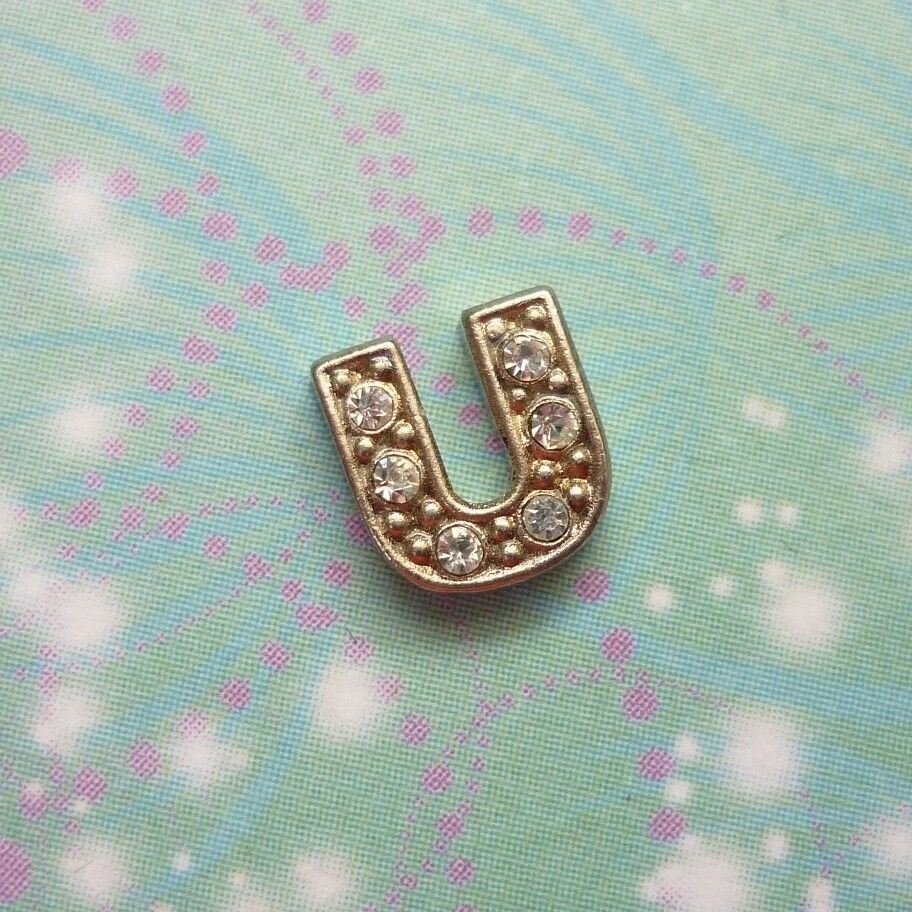 Letter U - Silver Sparkling Jewel Charm perfect addition to your story locket
