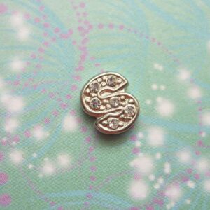 Letter S - Silver Sparkling Jewel For Glass Memory Lockets - see our range
