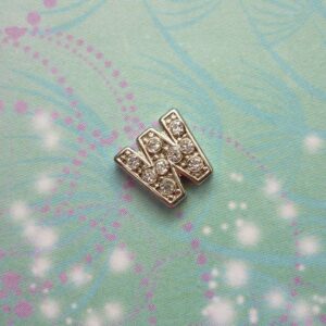 Letter W - Silver Sparkling Jewel Charm For Owl Story Lockets