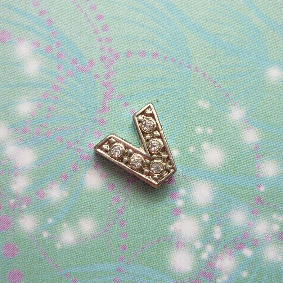 Letter V - Silver Sparkling Jewel For Living Lockets
