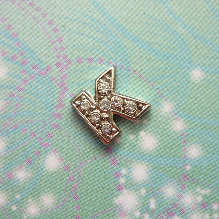 Letter K - Alphabet Charm Silver Sparkling Jewel For Locket Gift Necklace