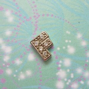 Letter F - Silver Sparkling Jewel For Locket Memory Necklaces