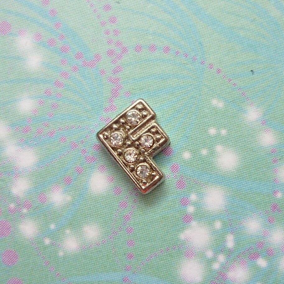 Letter F - Silver Sparkling Jewel For Locket Memory Necklaces