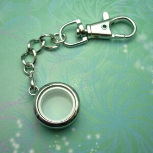 Silver Key Ring Small Round Locket - Floating Keepsake Locket