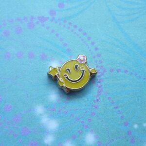 Fun Yellow Happy Smiling Face Charm for Floating Memory Living Locket Necklaces