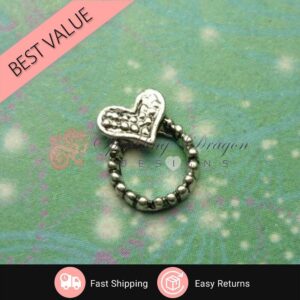 Heart with Ring Charm for Glass Locket Necklaces Keychain Pendant