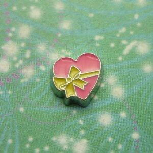Heart with Bow Charm For Story Glass Lockets Keychain Necklaces