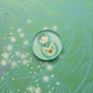 Blue Babushka Russian Doll Handmade Glass Cabochon For Floating Charm Pendant
