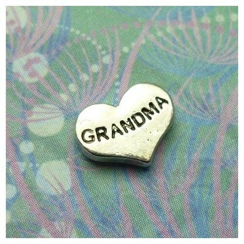 Grandma Heart Silver Charm For Memory Locket Pendant Keychains