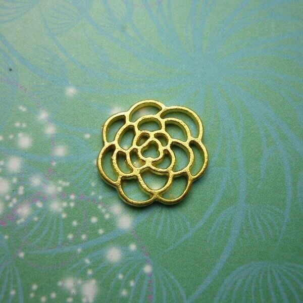 Gold Peony Rose Large 20mm Charm for Glass Lockets
