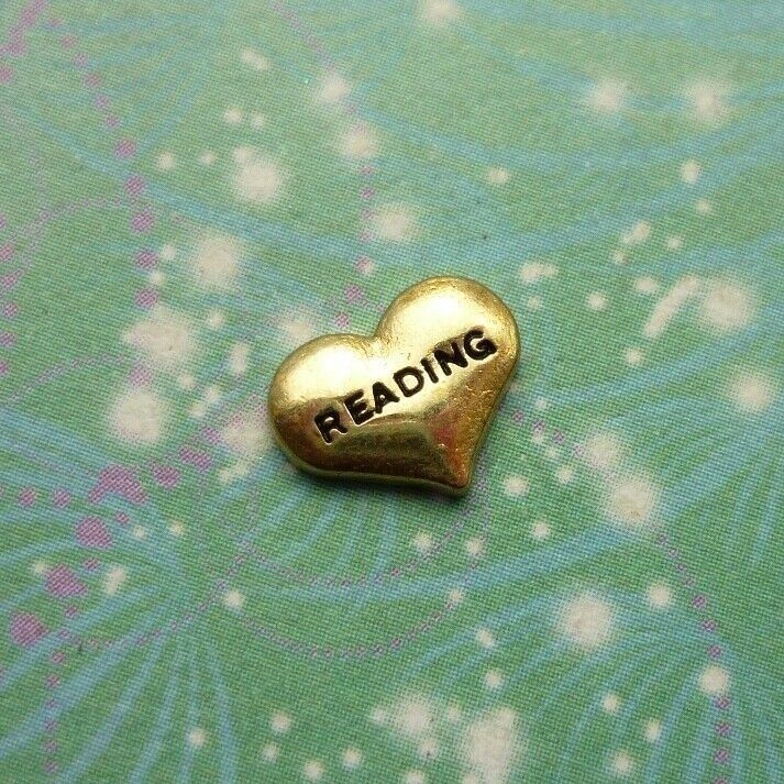 Love Reading Gold Heart - Charm for Memory Glass Lockets