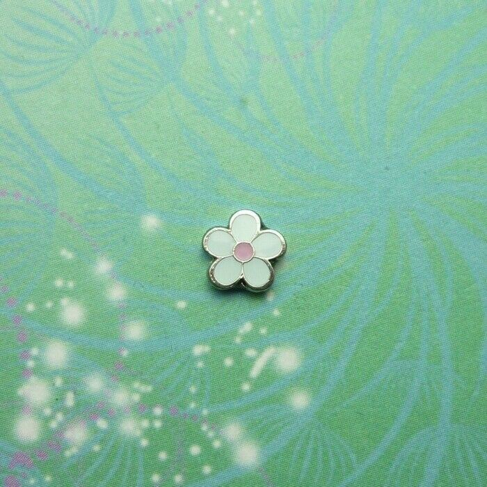 White Enamel Flower Charm For Keepsake Story Locket